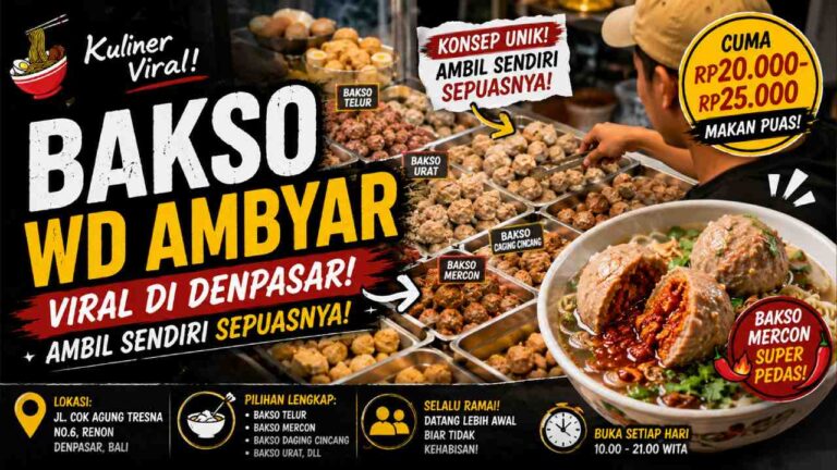 Bakso WD Ambyar Denpasar, Bakso Prasmanan Sepuasnya Mulai Rp20 Ribuan