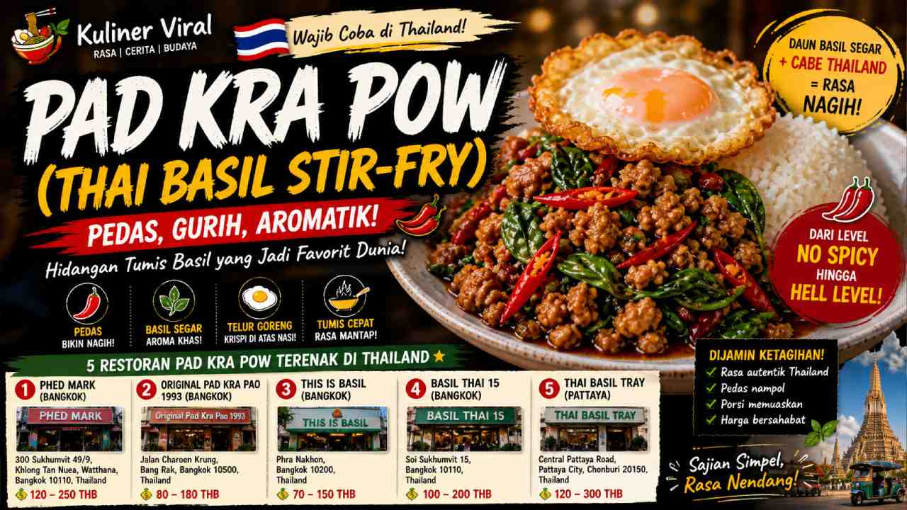 Pad Kra Pow Jadi Ikon Kuliner Pedas Thailand yang Tak Pernah Sepi Peminat
