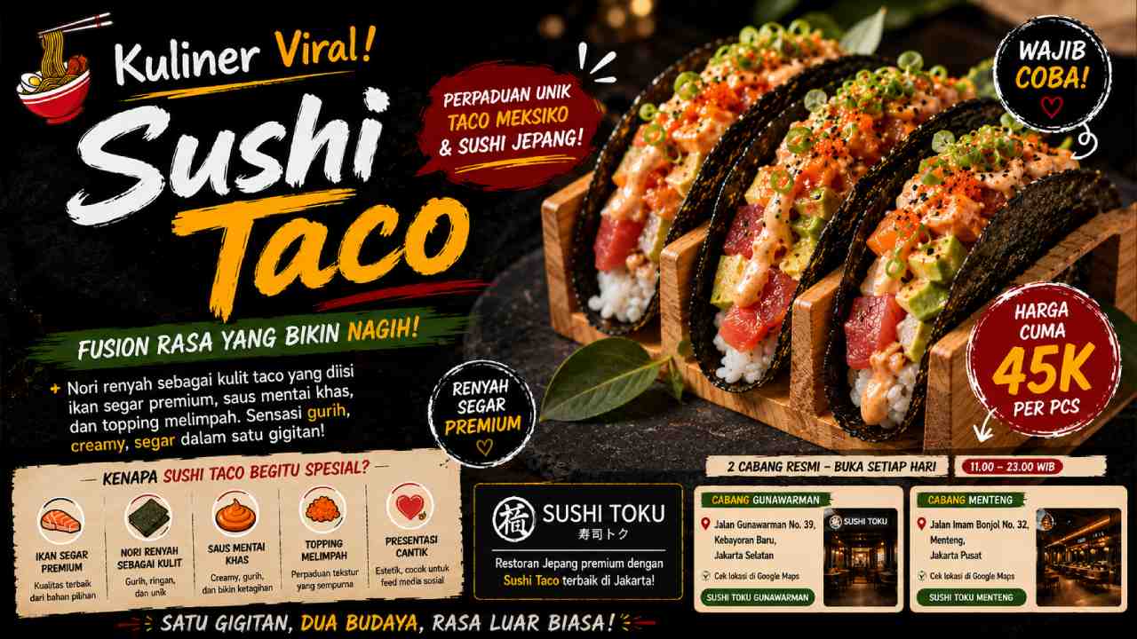 Sushi Taco, Tren Kuliner Fusion Modern yang Viral di Jakarta