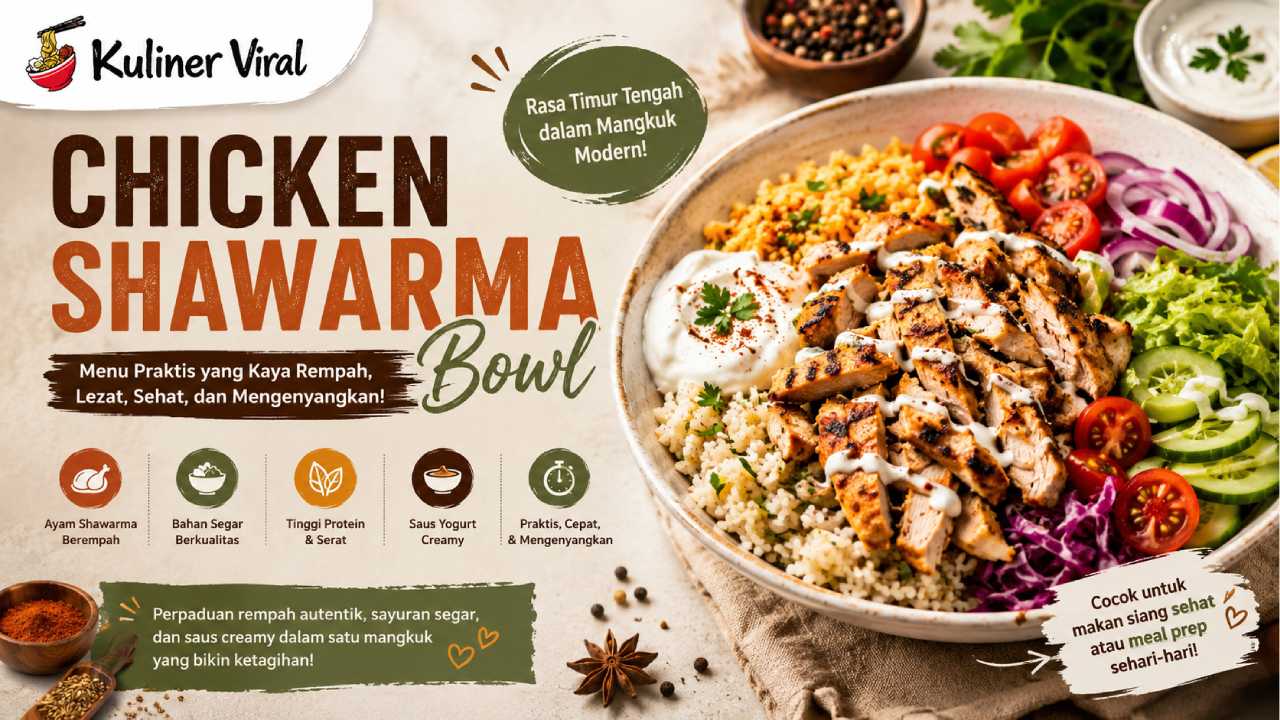 Chicken Shawarma Bowl Menjadi Menu Praktis yang Kaya Rempah