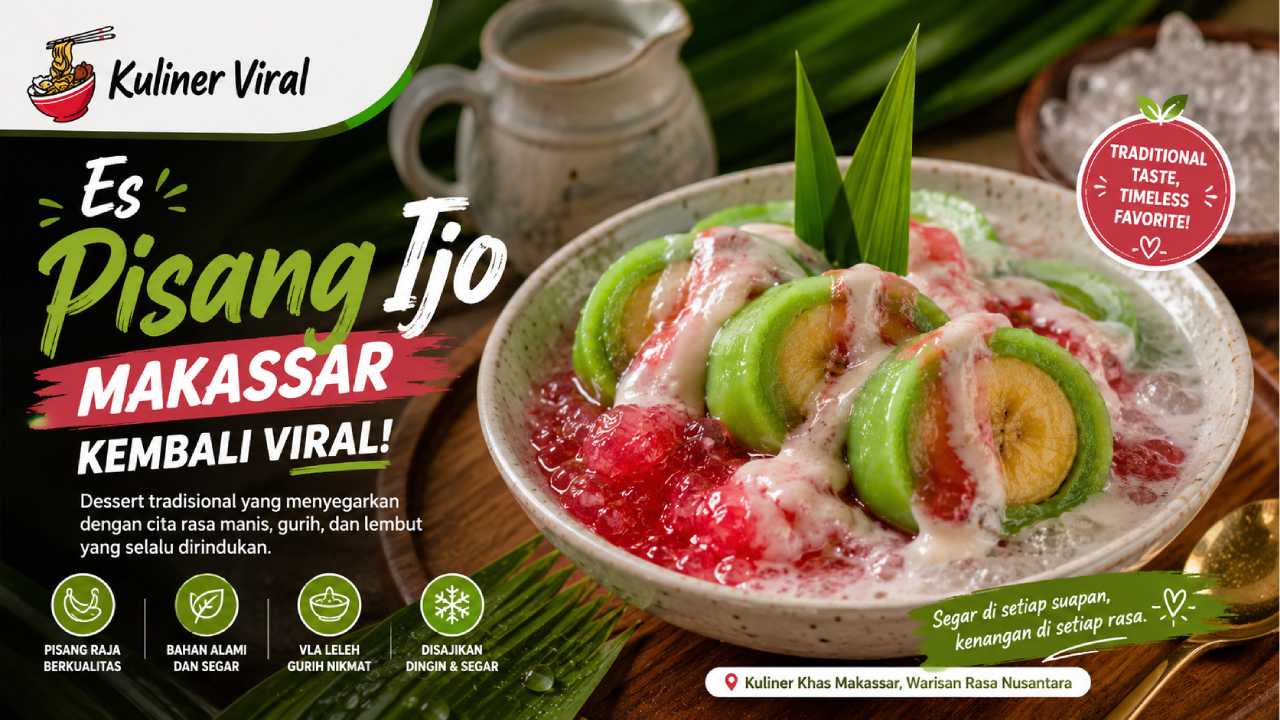 Es Pisang Ijo Makassar Kembali Viral, Dessert Tradisional yang Menyegarkan