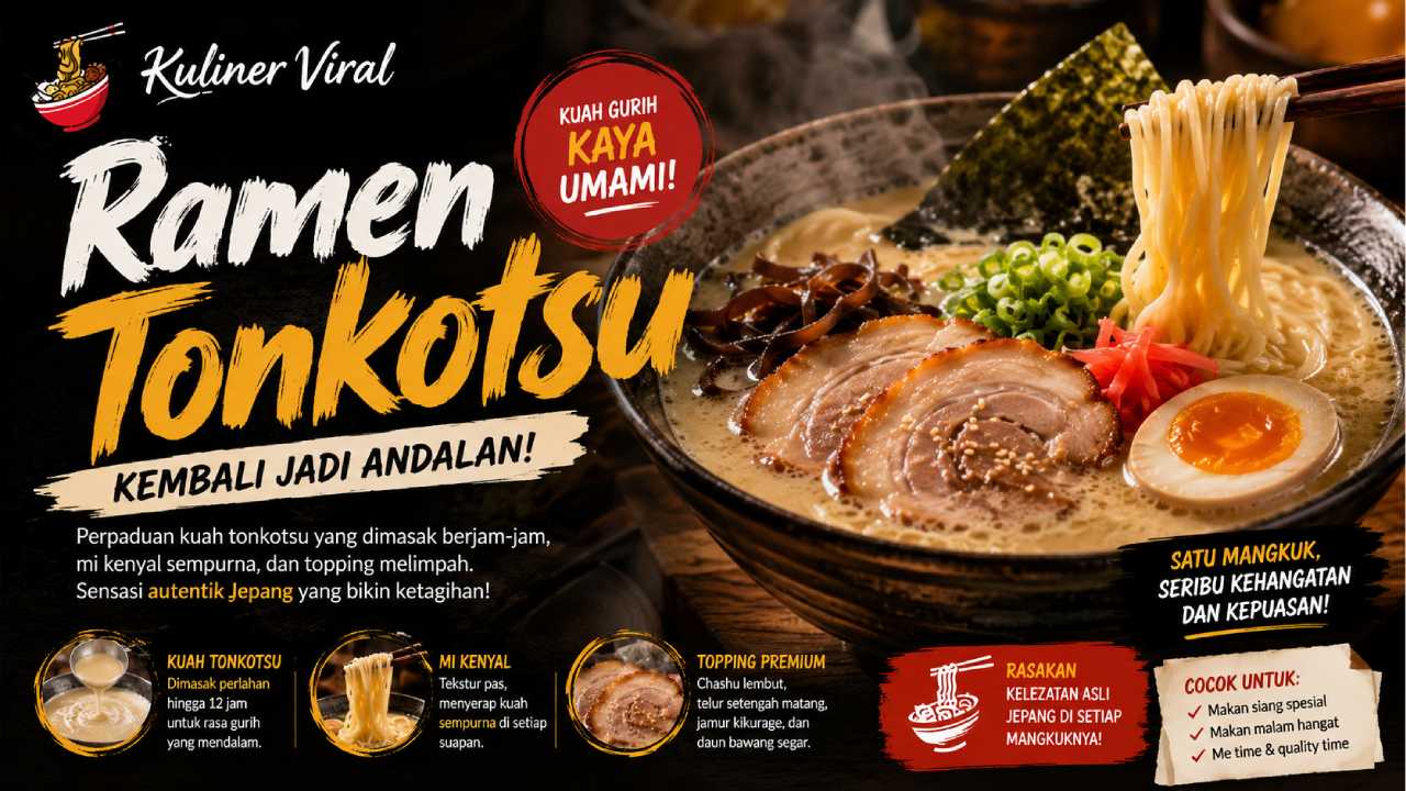 Ramen Tonkotsu Kembali Jadi Andalan, Kuah Gurih yang Kaya Umami