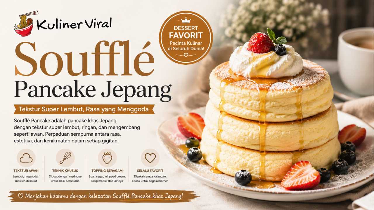 Soufflé Pancake Jepang Hadir dengan Tekstur Super Lembut yang Menggoda