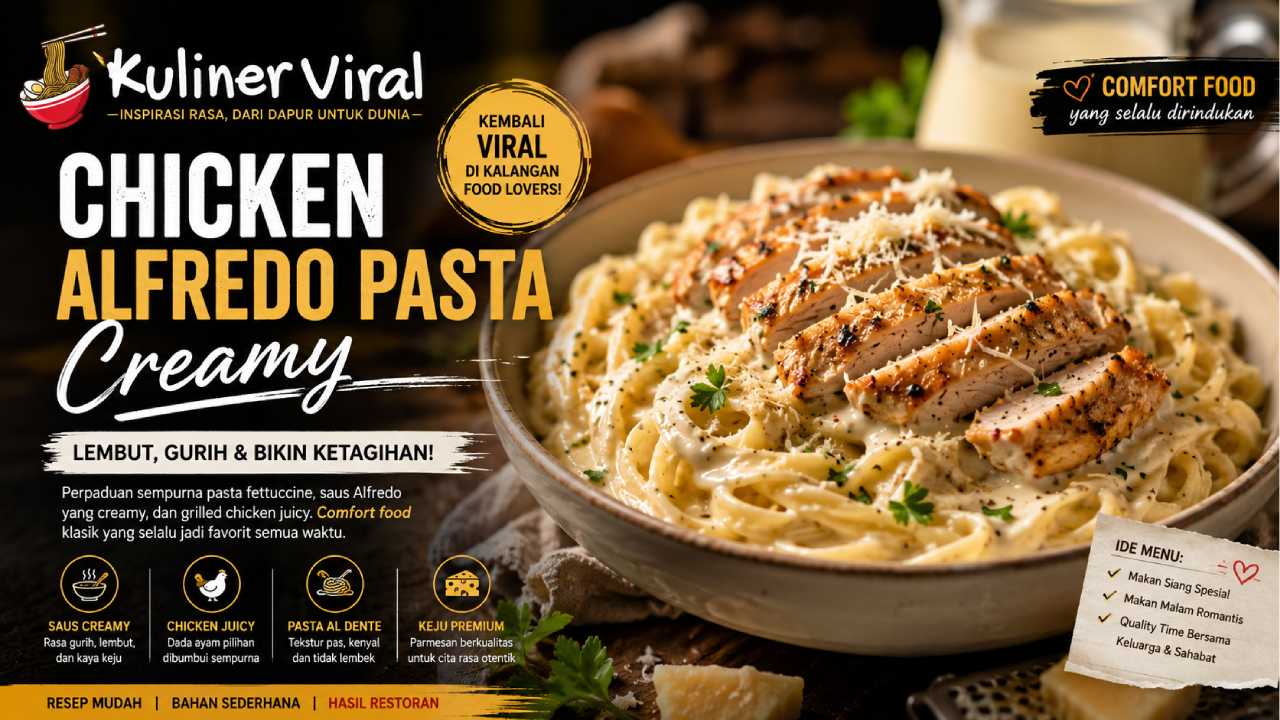 Chicken Alfredo Pasta Creamy yang Kembali Viral di Kalangan Food Lovers