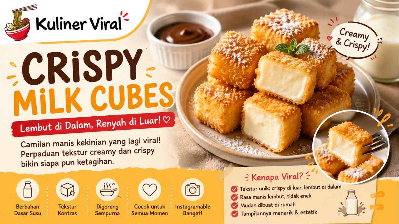 Crispy Milk Cubes Jadi Tren, Lembut di Dalam Renyah di Luar