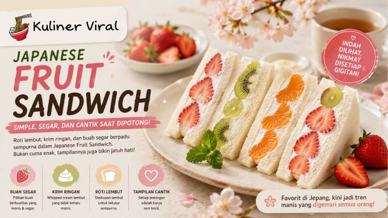 Japanese Fruit Sandwich Makin Populer, Simpel tetapi Cantik Saat Dipotong
