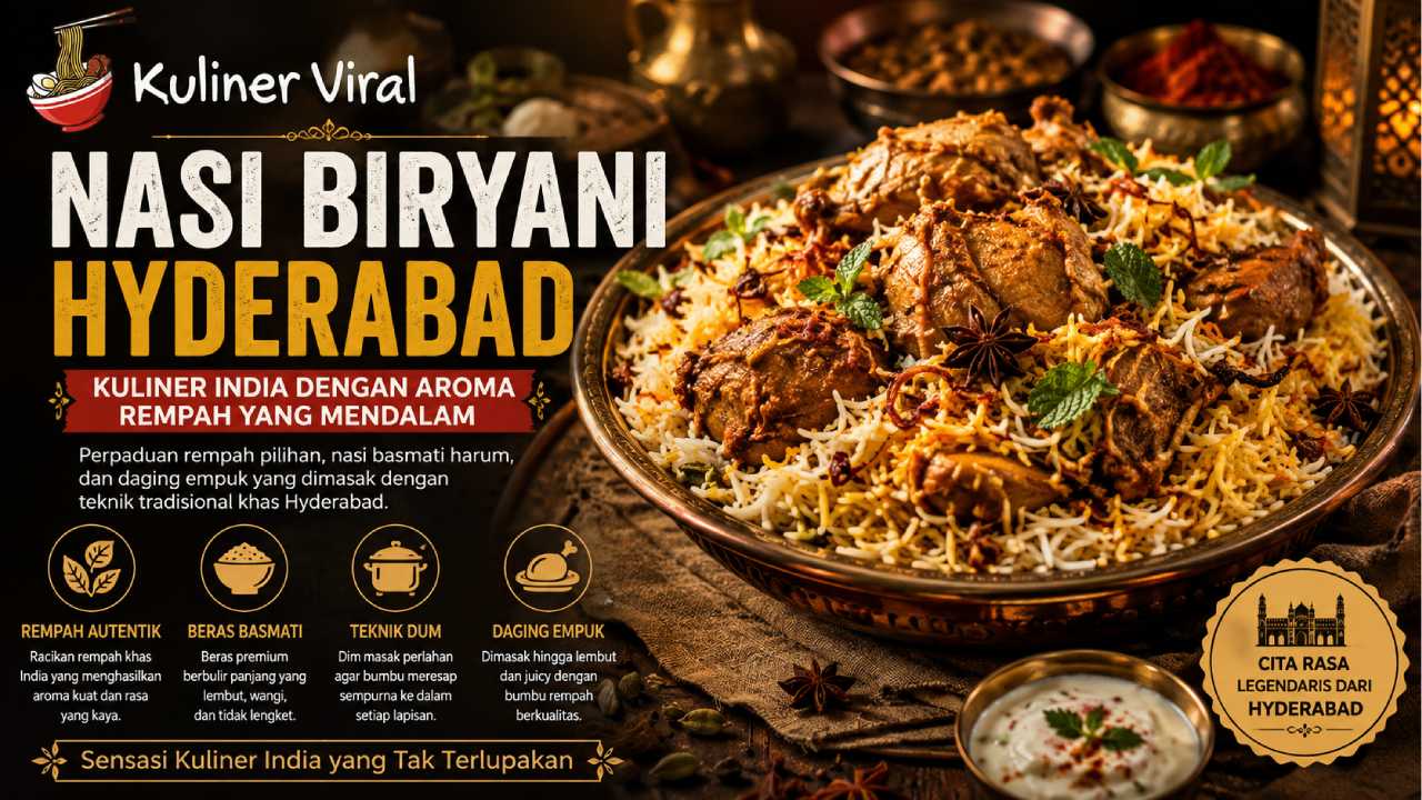 Nasi Biryani Hyderabad, Kuliner India dengan Aroma Rempah yang Mendalam