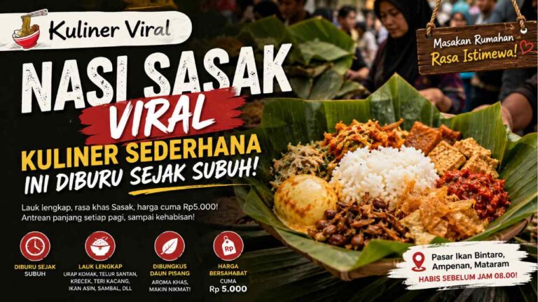 Nasi Sasak Viral, Kuliner Sederhana Ini Diburu Sejak Subuh