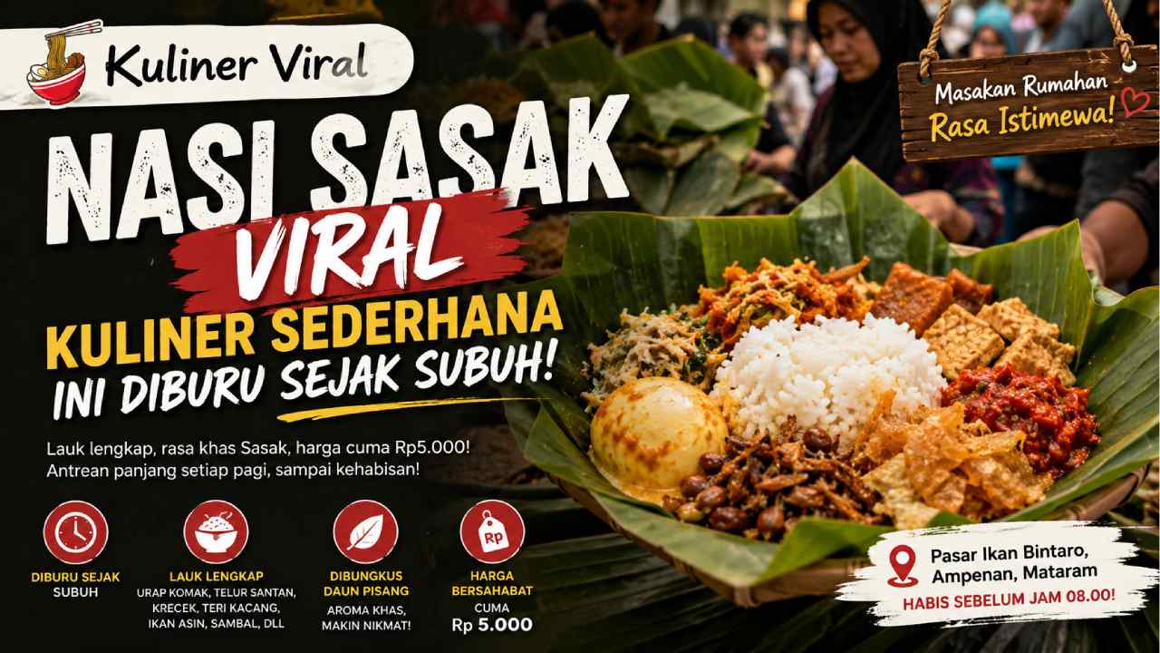 Nasi Sasak Viral, Kuliner Sederhana Ini Diburu Sejak Subuh