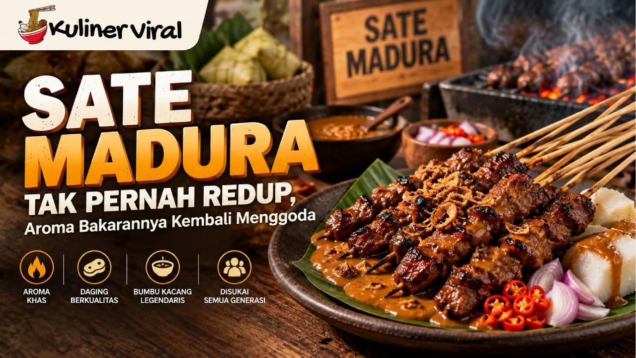 Sate Madura Tak Pernah Redup, Aroma Bakarannya Kembali Menggoda