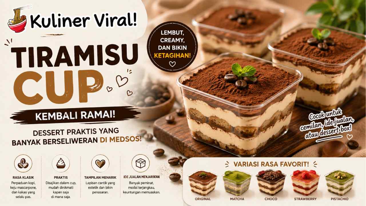 Tiramisu Cup Kembali Ramai, Dessert Praktis Ini Banyak Berseliweran di Medsos