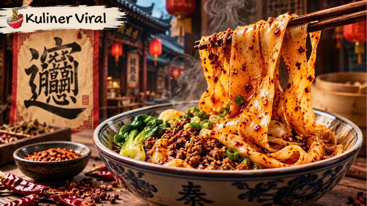 Chinese Biang Biang Noodles Viral, Mi Lebar Pedas Menggoda