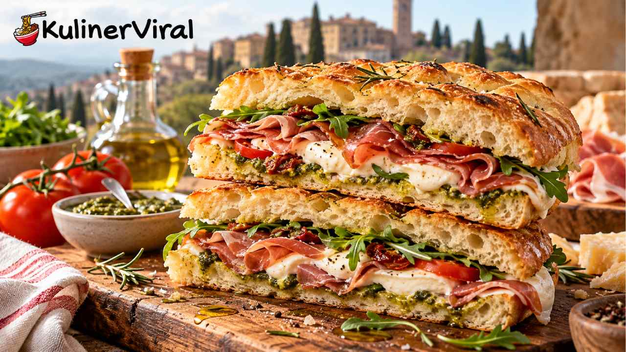 Italian Schiacciata Sandwich Mencuri Perhatian, Isiannya Tebal dan Menggoda