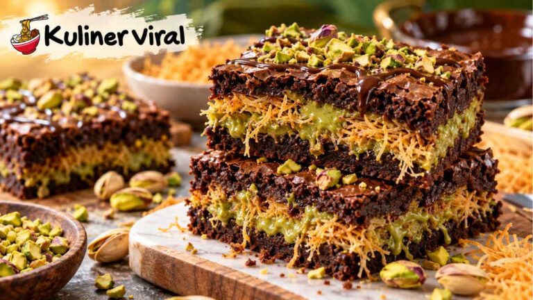 Pistachio Kunafa Brownies Viral, Cokelat dan Renyah Jadi Satu
